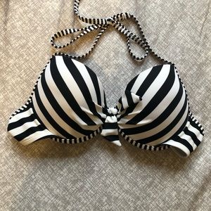 Black and white striped push up bikini top